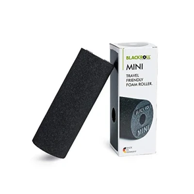 Abbildung von BLACKROLL® MINI Faszienrolle (15 x 5 cm), kleine Fitness Rolle für die Selbstmassage, handliche Massagerolle unterwegs, im Büro oder Fitnessstudio, mittlere Härte, Made in Germany, Schwarz