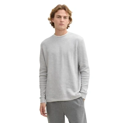 Abbildung von TOM Tailor Denim IM 2IN1 LOOK Langarmshirt, Herren, Größe: Medium, Light stone grey melange