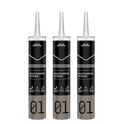 Abbildung von Silikon Bad Dichtmasse Professionelles Sanitärsilikon, Wasserdicht, Schimmelresistent, Ideal zum Abdichten &amp; Verfugen im Bad, Küche Sanitärbereich, Vielseitig einsetzbar, 280g Schwarz 3St