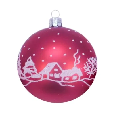 Abbildung von Ornex Set 3 sfere ornamentali (Ø 8cm) in vetro soffiato e decorato a Mano per Albero di Natale Dekorationen aus mundgeblasenem Glas, rot, 8 cm,