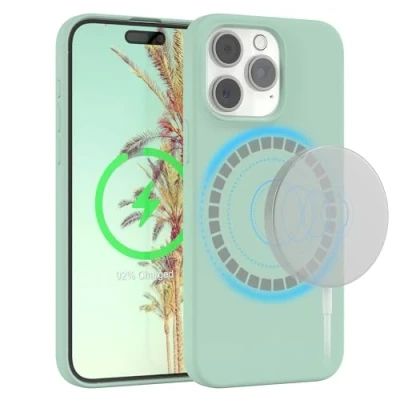 Abbildung von EAZY Case Silikonhülle für iPhone 15 Pro Max Hülle mit MagSafe Silikon Grün weich stoßfeste Handyhülle Schutzhülle Kameraschutz Dünn Schutz Cover TPU Bumper in Mint