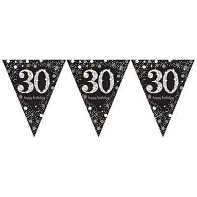 Abbildung von Fahnen Slinger 30 Jahre funkelnder Silber Gold
