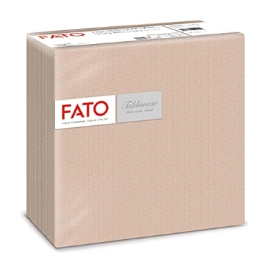 Abbildung von FATO Trockene Papierservietten, Airlaid, Textileffekt, Packung mit 50 Servietten, Größe 40x40, 4 fach gefaltet, Dekorfarbe Cappuccino