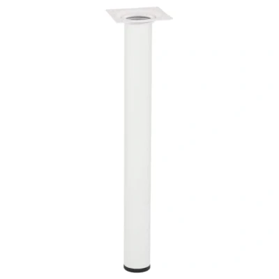 Abbildung von Wagner Möbelbein/Tischbein/Möbelfuß Classic Retro Ø 30 x 300 mm, integrierte Anschraubplatte 60 Innengewinde 10 Stahl pulverbeschichtet weiß 12163001