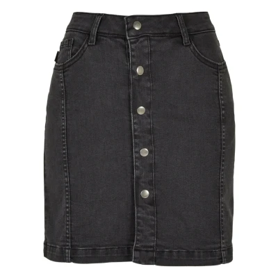 Abbildung von Urban Classics Stretch Button Minirock, Damen, Größe: Medium, Black washed