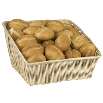 Abbildung von APS 40153 Buffetkorb &quot;ECONOMIC&quot;, 45 x 42 cm, Höhe 17 bzw. 24 mit Edelstahldraht im Rand, Polypropylen, beige