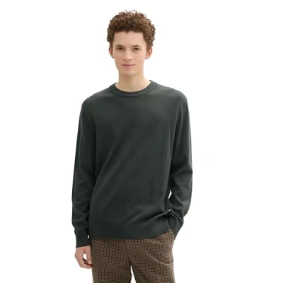 Abbildung von TOM Tailor Denim Basic Rundhals Strickpullover, Herren, Größe: XL, Dark gable green