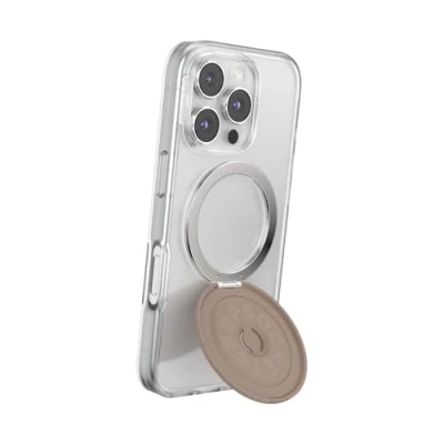 Abbildung von PopSockets Kick Out Griff für MagSafe, Telefonhalterung mit integriertem Ständer, Verstellbarer Ständer Hoch oder Querformat, kompatibel kabellosem Laden Butter