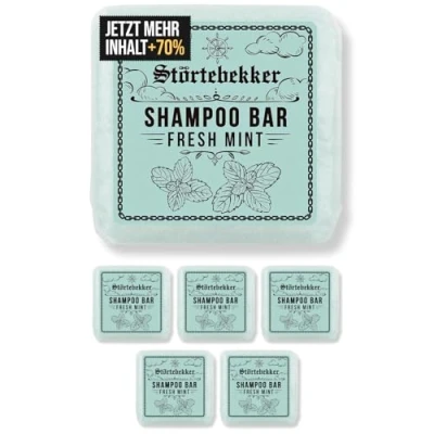 Abbildung von Störtebekker® Premium Festes Shampoo Fresh Mint (x6) Handgefertigtes, veganes für Herren &amp; Damen Wohlduftende Duschpflege Haut und Haar Feuchtigkeits