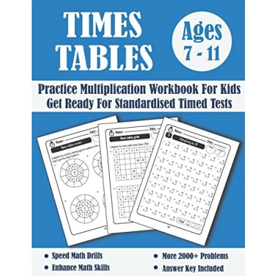 Abbildung von Times Tables Tests Workbook For Kids Ages 7 11: Timed Multiplication Math Drills KS2 Maths Year 3 6