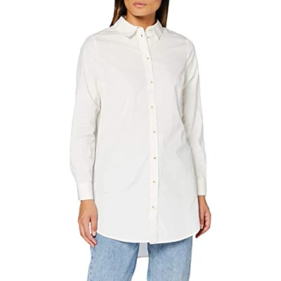 Abbildung von Pieces Pcnoma LONG Shirt Hemdbluse, Damen, Größe: Small, Cloud dancer