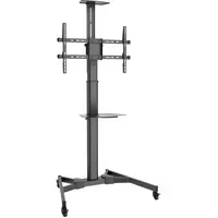 Abbildung von DIGITUS DA 90370 Collaboration Trolley / TV Präsentationswagen VESA max. 600x400 Geräte von 37 70 Zoll Mit Ablage für Laptops DVD Player 186 cm bis 218 Höhe Schwarz