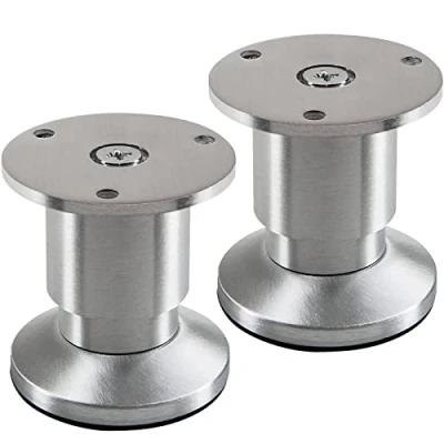 Abbildung von SOTECH 2 Stück Möbelfüße Terra Höhe 50 mm Alu gebürstet Sofafüße höhenverstellbar bis max. 15 mm, belastbar 250 kg/je Fuß