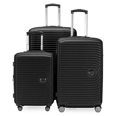 Abbildung von HAUPTSTADTKOFFER Mitte 3er Kofferset Handgepäckskoffer 55 cm, mittelgroßer Koffer 68 cm + großer Reisekoffer 77 Hartschale ABS, TSA, Schwarz
