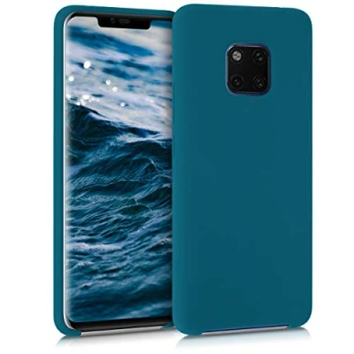 Abbildung von kwmobile Hülle kompatibel mit Huawei Mate 20 Pro Silikon Handy Case Handyhülle weiche Oberfläche kabelloses Laden Petrol matt