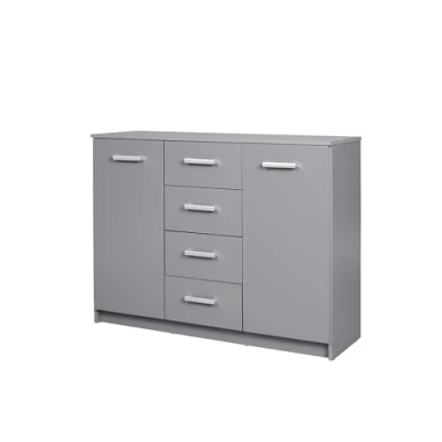 Abbildung von Inter Link Kommode Modernes Sideboard Beistellschrank 4 Schubladen 2 Türen Grau 119 x 40 92 cm Elenzio 2T4S