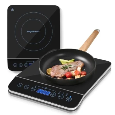 Abbildung von Aigostar Bluefire Induktionskochfeld,10 Leistungsstufen, 200W 2000Watt, Temperaturbereich 60 240C, LED Display, Schwarz, 2 Artikel