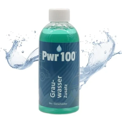 Abbildung von PWR100 GRAUWASSER ZUSATZ Geruch entfernen statt überdecken, in Tank und Leitung vom Wohnwagen/Wohnmobil. Mikrobiologisch. Verträglich mit Allen Materialien biologisch abbaubar.