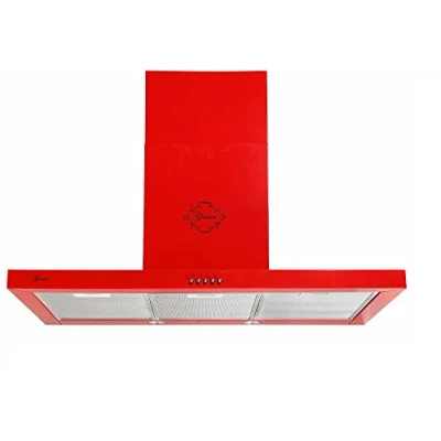 Abbildung von GURARI Wandhaube GCH F 461 RD 9, Dunstabzugshaube 90 cm, Rot, Saugstark 1000m3/h, 3 Stufen, Abzugshaube, Ablufthaube, Umlufthaube