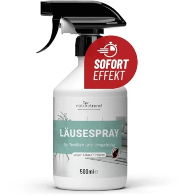 Abbildung von naturetrend Läusespray für Textilien, Umgebungsspray 500ml Läuse Abwehrspray mit Sofort &amp; Langzeitschutz, Mittel gegen Nissen die Umgebung