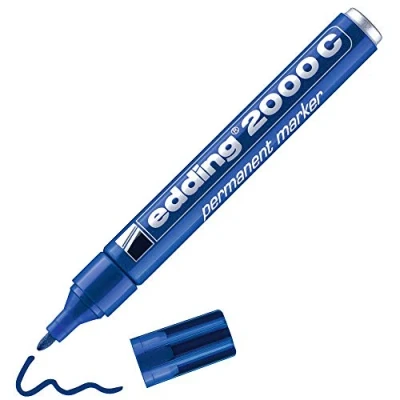 Abbildung von edding 2000 C Permanentmarker blau 1 Stift Rund Spitze 1,5 3 mm schnell trocknender Permanent Marker wasserfest, wischfest für Karton, Kunststoff, Holz, Metall Universalmarker