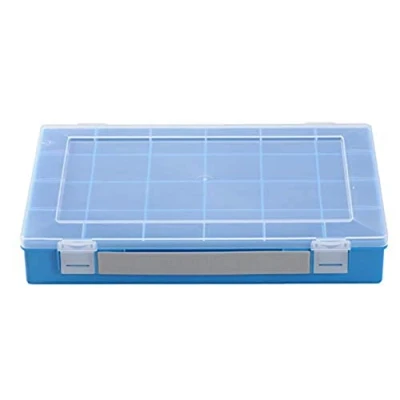 Abbildung von hünersdorff Sortimentskasten PP Classic mit 24 Fächern stabile Sortierbox für Schrauben und andere Kleinteile feste Facheinteilung 22,5 x 33,5 5,5 cm, blau
