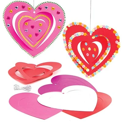 Abbildung von Baker Ross AT541 Herz Spirale Deko Bastelsets für Kinder (12 Stück) Kreativsets zum Basteln und Dekorieren zu Valentinstag ,