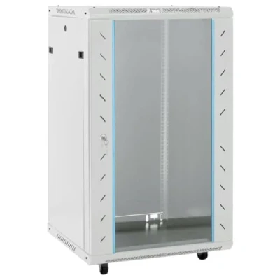 Abbildung von vidaXL 18U Netzwerkschrank, Serverschrank mit Rollen, Datenschrank Abschließbar, Server Schrank Freistehend Abnehmbare Seitenteile, 19&quot; IP20