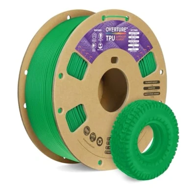 Abbildung von OVERTURE TPU Filament 1.75 mm, Flexible Rolle Weiches 3D Drucker Filament, 95A 1kg Spule (2.2 lbs), Maßgenauigkeit +/ 0,02 mm (Grün)