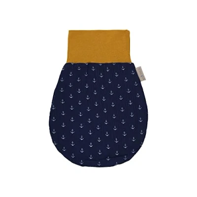 Abbildung von KraftKids Strampelsack Musselin dunkelblau Anker für den Frühling/Sommer aus Baumwolle in zwei Größen erhältlich
