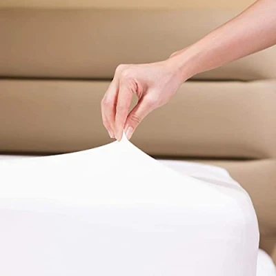 Abbildung von Familie Bettwäsche Baumwolle Jersey Spannbettlaken für Super King Size Bett, 180 cm x 200 cm, weiß