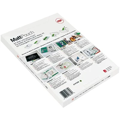 Abbildung von GBC Laminierfolien A4 Matt 75 mic, Beschriftbare Oberfläche, Robuste Laminiertaschen im 100er Pack, Glänzend, Transparent, Ideal für Büro &amp; Schule, 3747240