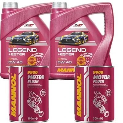Abbildung von 8L Motoröl MANNOL Legend+Ester 0W 40 2x Motor Flush ADDITIV
