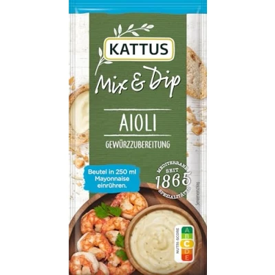 Abbildung von Kattus Aioli Dip Würzmischung Gewürzmischung für selbstgemachte ohne Geschmacksverstärker, Farbstoffe 7 g im Beutel