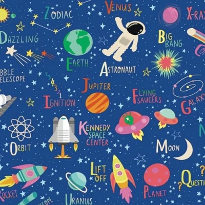 Abbildung von Star Geschenkpapier, Geschenkpapier Weltraum 70cm x 2m Rolle Dunkelblau