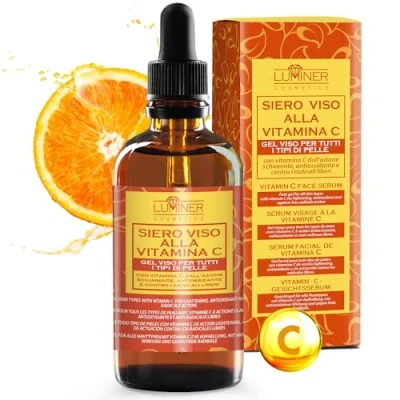 Abbildung von Luminer Vitamin C Serum, hyaluron Gesichtsserum, 100 ml, natürliche Anti Falten Formel mit Schneckenschleim, Aloe Vera, E, feuchtigkeitsspendende aufpolsternde hyaluronsäure Serum