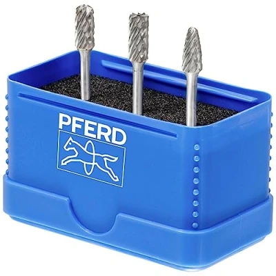 Abbildung von PFERD Hartmetall Hochleistungskleinfrässtift Set, 3 teilig Zahnung ALLROUND, Schaft ø mm, Frässtift 6mm 21901404 für den universellen Einsatz auf wichtigsten Werkstoffen