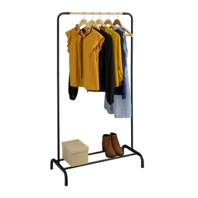 Abbildung von Relaxdays Kleiderständer, HBT: 149 x 80 40 cm, Kleiderstange, Jacken, Hemden, Metall, freistehende Garderobe, schwarz