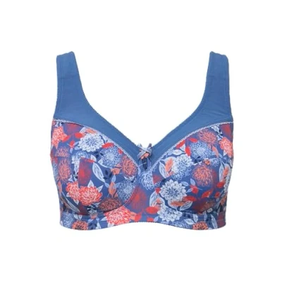 Abbildung von Ulla Popken Floral Relief Tshirt BH, Damen, Größe: 85D, Gray blue