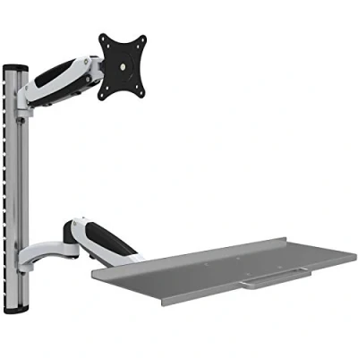 Abbildung von HFTEK FY02WS Monitor Halterung Halter Wandhalterung für Bildschirme von 13 bis 34 Zoll mit VESA75 / 100 Tastaturablage Gasdruckfederarm