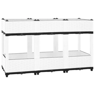 Abbildung von vidaXL Hochbeet, Kräuterbeet Gemüsebeet zum Selber Bauen, Blumenkasten im Rattan Look, Pflanzkasten für Garten Terrasse Balkon, Polypropylen