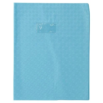 Abbildung von Clairefontaine 72422C Heftumschlag / Heftschoner Hefthülle Calligraphe mit Feinkörnung &amp; Diamantmotiven DIN A4+ 24x32 cm, Etikettenhalter aus PVC blickdicht und strapazierfähig, Blau, 1 Stück