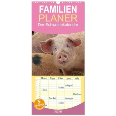 Abbildung von Familienplaner 2025 Der Schweinekalender mit 5 Spalten (Wandkalender, 21 cm x 45 cm), CALVENDO