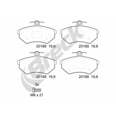 Abbildung von BRECK 20168 10 701 00 Bremsbelagsatz nicht für Verschleißwarnanzeiger vorbereitet VOLKSWAGEN: GOLF 3, 2, Passat B3/B4 Variant, AUDI: 80 B4 Avant