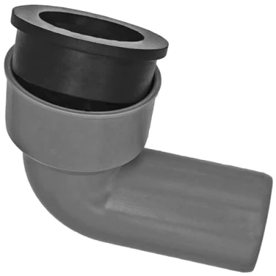 Abbildung von HT Fittings für Abflußrohrsystem &gt; Siphonanschluß mit Gummimanschette Siphon Anschluss Winkel Siphon/Rohr Ø 28 34mm auf DN32