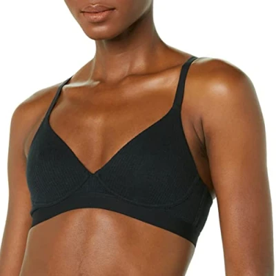 Abbildung von Amazon Essentials Damen Gerippter Bralette ohne Innenfutter, Schwarz, 44