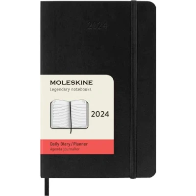 Abbildung von Moleskine Tagesplaner , 12 Monate 2024, Agenda Pocket 9x14, Softcover mit Gummizugverschluss, Farbe Schwarz