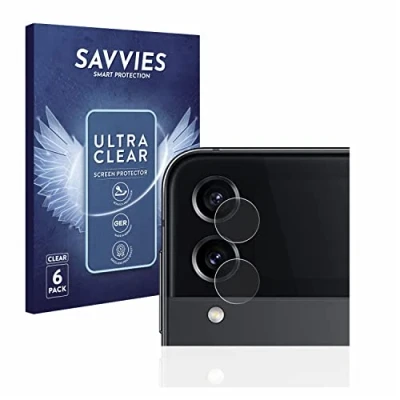 Abbildung von Savvies 6 Stück Schutzfolie für Samsung Galaxy Z Flip 4 (NUR Kameraschutz) Displayschutz Folie Ultra Transparent