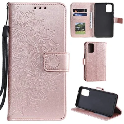 Abbildung von CoverKingz Handyhülle kompatibel mit Samsung Galaxy A41 Handytasche Kartenfach Klapphülle Case Handy Hülle klappbar Motiv Mandala Rosegold