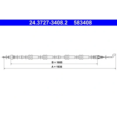 Abbildung von ATE 24.3727 3408.2 Handbremsseil 1936 VOLKSWAGEN: Transporter 5 Kastenwagen, Bus, Multivan (7HM